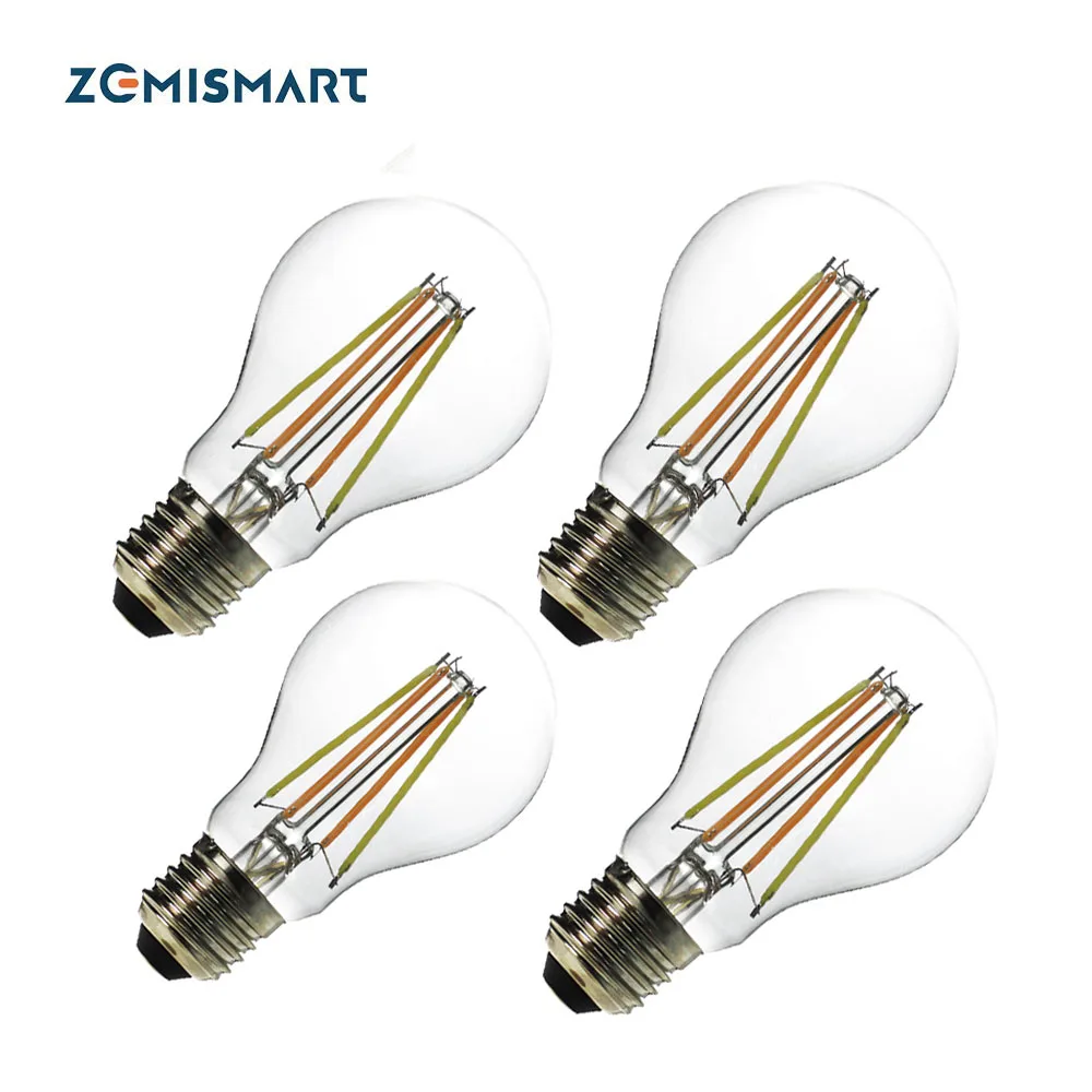 Zemismart – ampoule Led Tuya Zigbee A60 E27, blanc chaud et blanc froid, lumière rétro 220V, Alexa, Google Home, SmartThings, contrôle E26