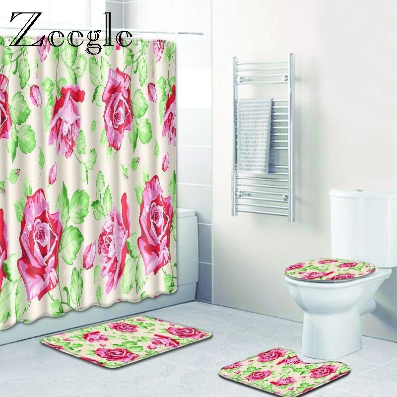 Zeegle 4 шт. Ванная комната Комплект ковриков для пьедестал коврики туалета U Тип