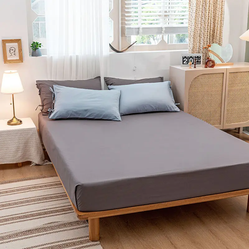 Дымчато голубой Хлопковый вязаный простой однотонный комплект из четырех