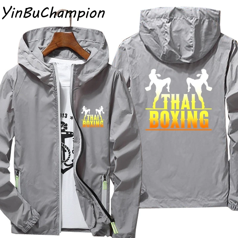 Мужские Муай Тай Boxinger с капюшоном тонкий Светоотражающие кожу солнцезащитный