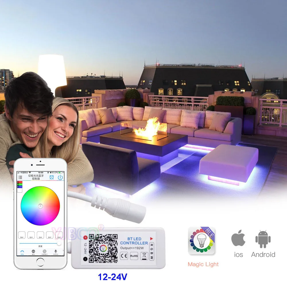 Мини светодиод BT RGBW контроллер DC 12 24 В 4 канала Bluetooth светодиодный IOS Android