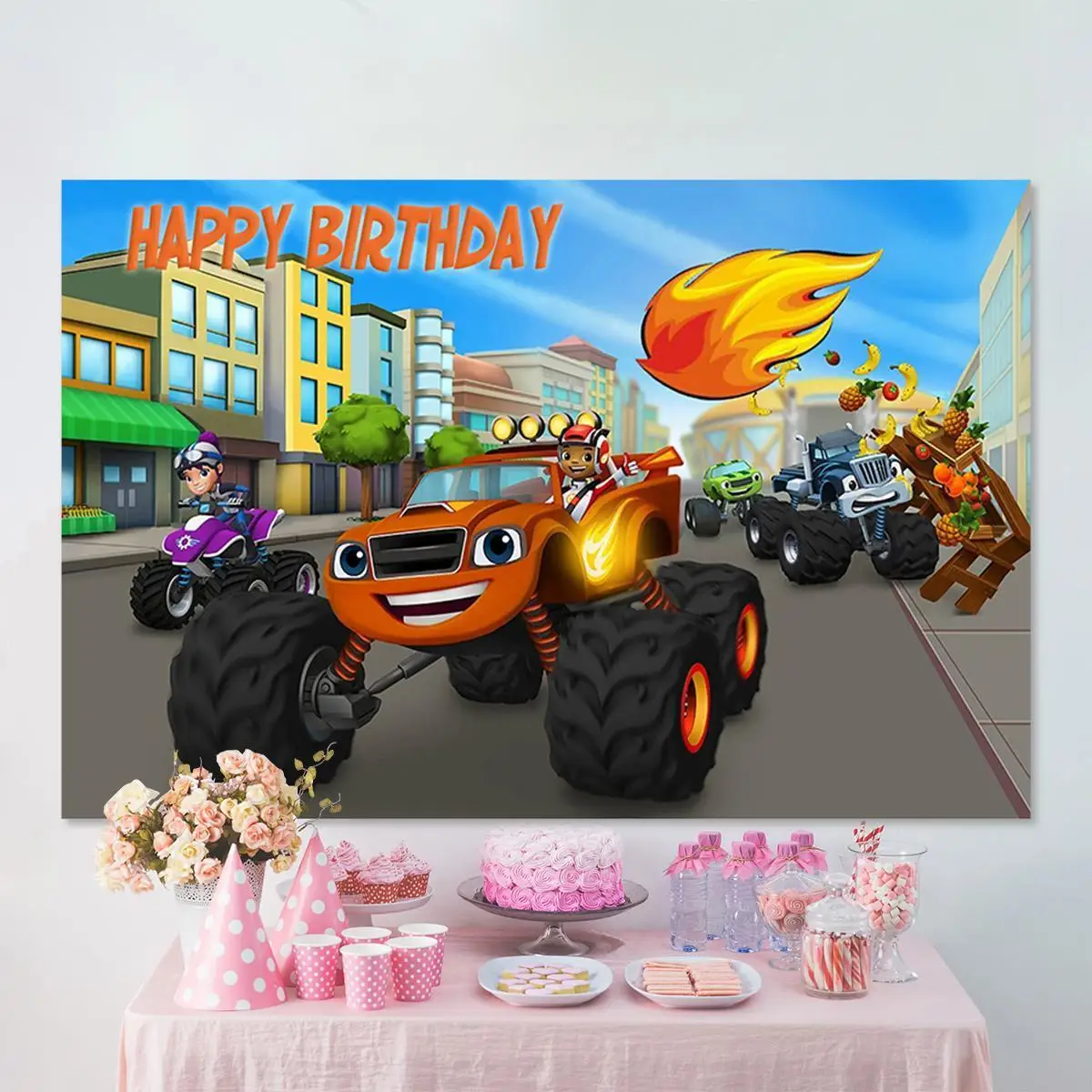 

Виниловый фон для фотосъемки мальчиков с изображением грузовиков автомобилей, автомобилей, празднования дня рождения