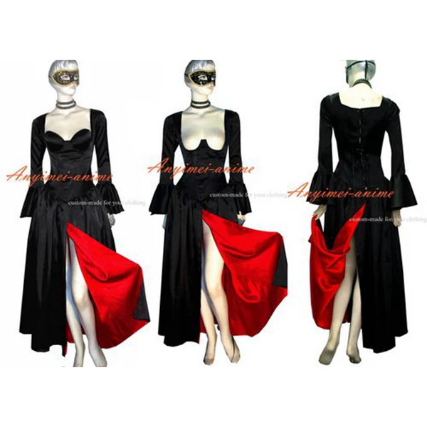 

O Dress The Story Of O With Bra Black Satin Dress Cosplay Costume Tailor-made[G383]
