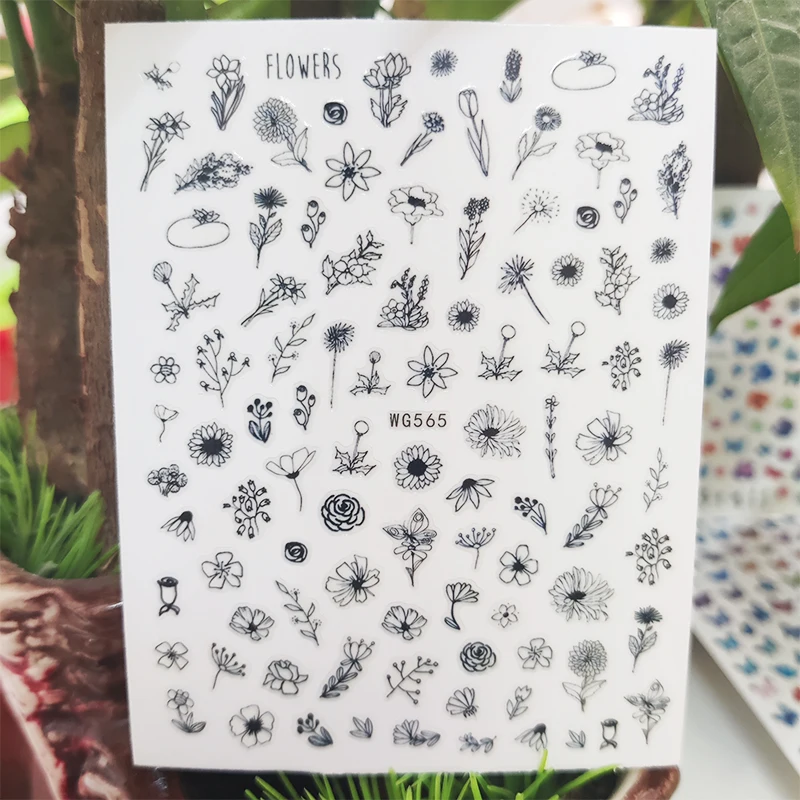 

3D Stickers for Nails Sunflower Flowers Dandelion Design Nails Art Decoration Manicure Stickers Sliders Nail Foil Accessories