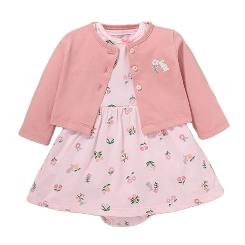 

2 шт., детский комплект одежды с длинным рукавом, с вышивкой кролика