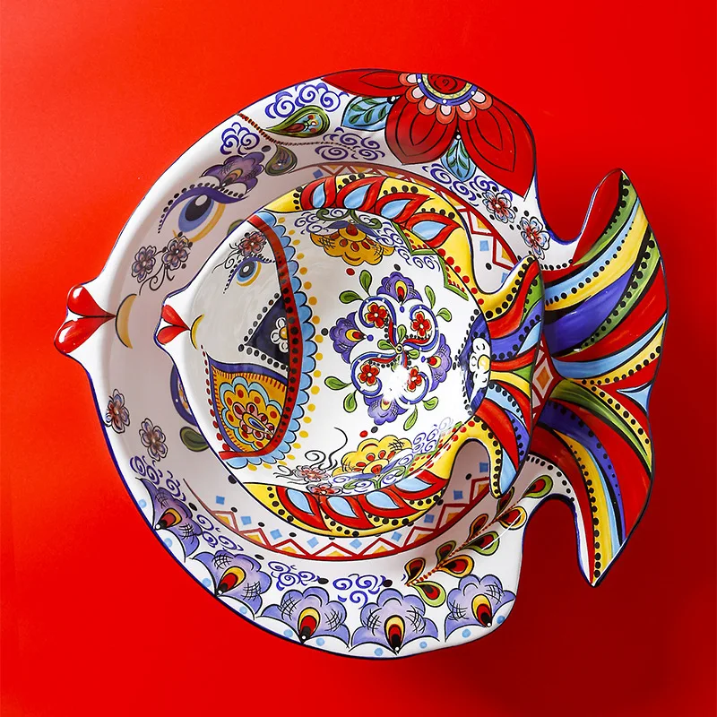 

European ceramic bowl creative household fish salad dessert shaped fruit