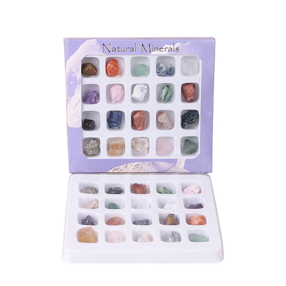 

20pcs/box Natural Stones And Crystal Agate Fossil Mineral Fluorite Irregular Energy Stone Home Decoration Polished Rocks Fossil