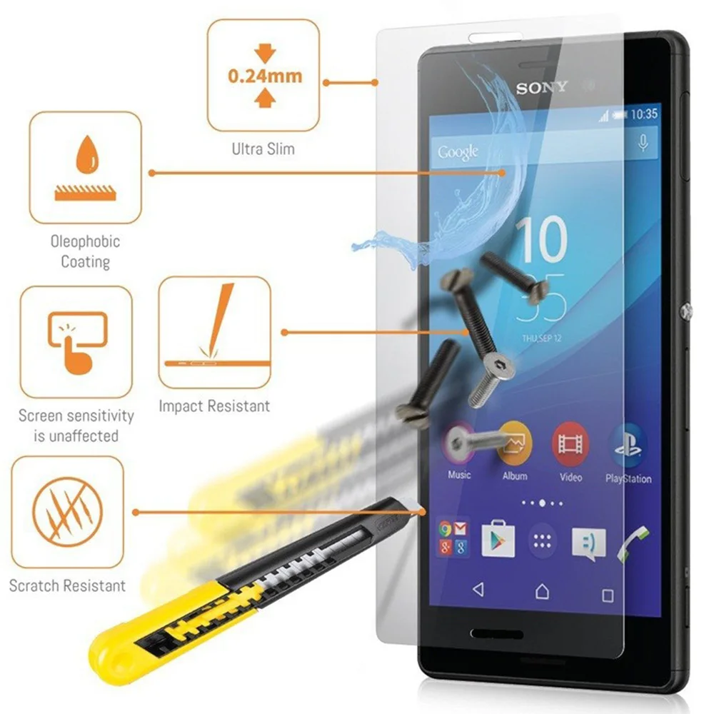 9H HD Защитная стеклянная пленка для Sony Xperia Z3 Compact Z Z1 Z2 Z4 Z5 M2 M4 M5 закаленное стекло