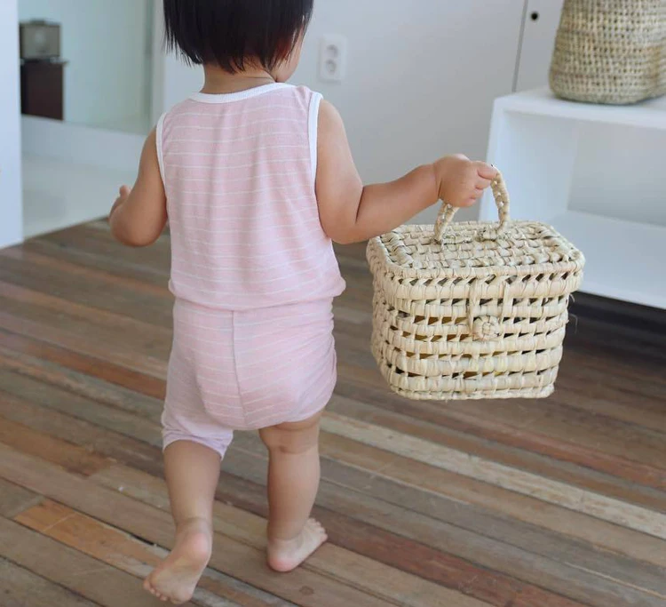 Handmade Rattan Basket Cute Kids Storage Picnic Handbag Baby Room Nursery Decor Wicker Organizer Bag Neatening Home Decorations