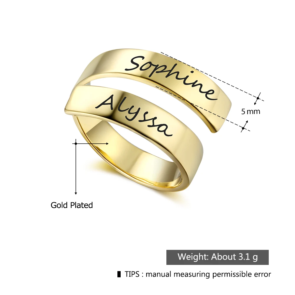Персонализированное кольцо с Гравированными именами для мужчин и женщин