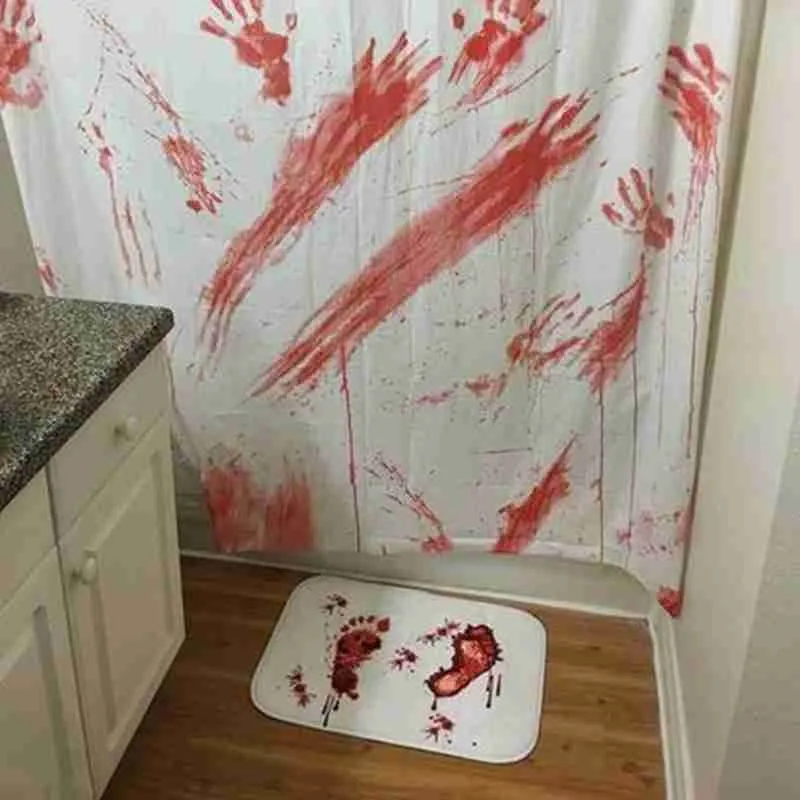 Halloween Blood Footprints Bath Mat Horror Rug Toilet Carpet Non Slip Absorbent Shower Bathroom Rugs Floor Kitchen | Дом и сад