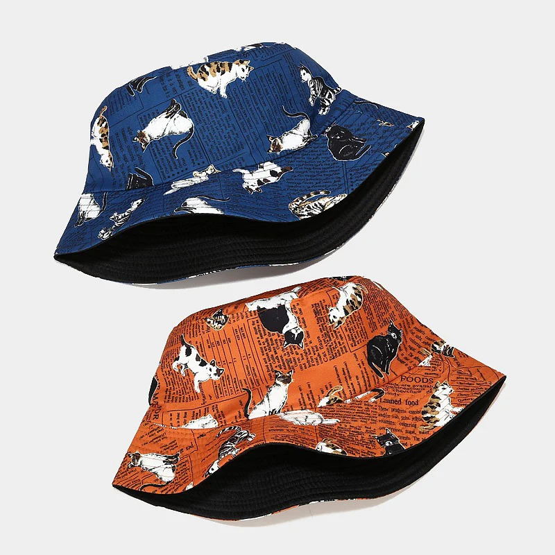 Панама в стиле хип-хоп для мужчин и женщин базовая шляпа от солнца с принтом кота