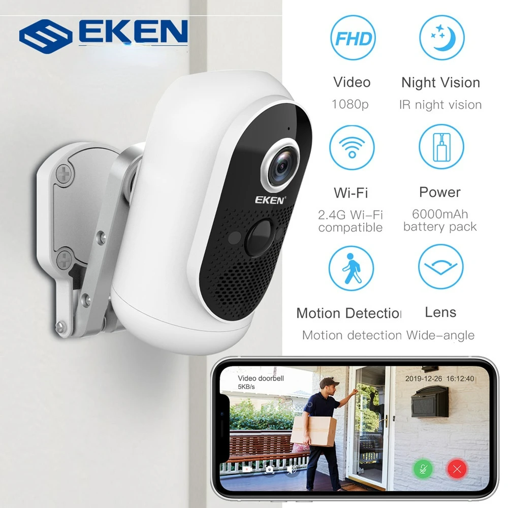 

IP-камера EKEN Astro 2 Мп, Wi-Fi, 1080P, беспроводная, с аккумулятором