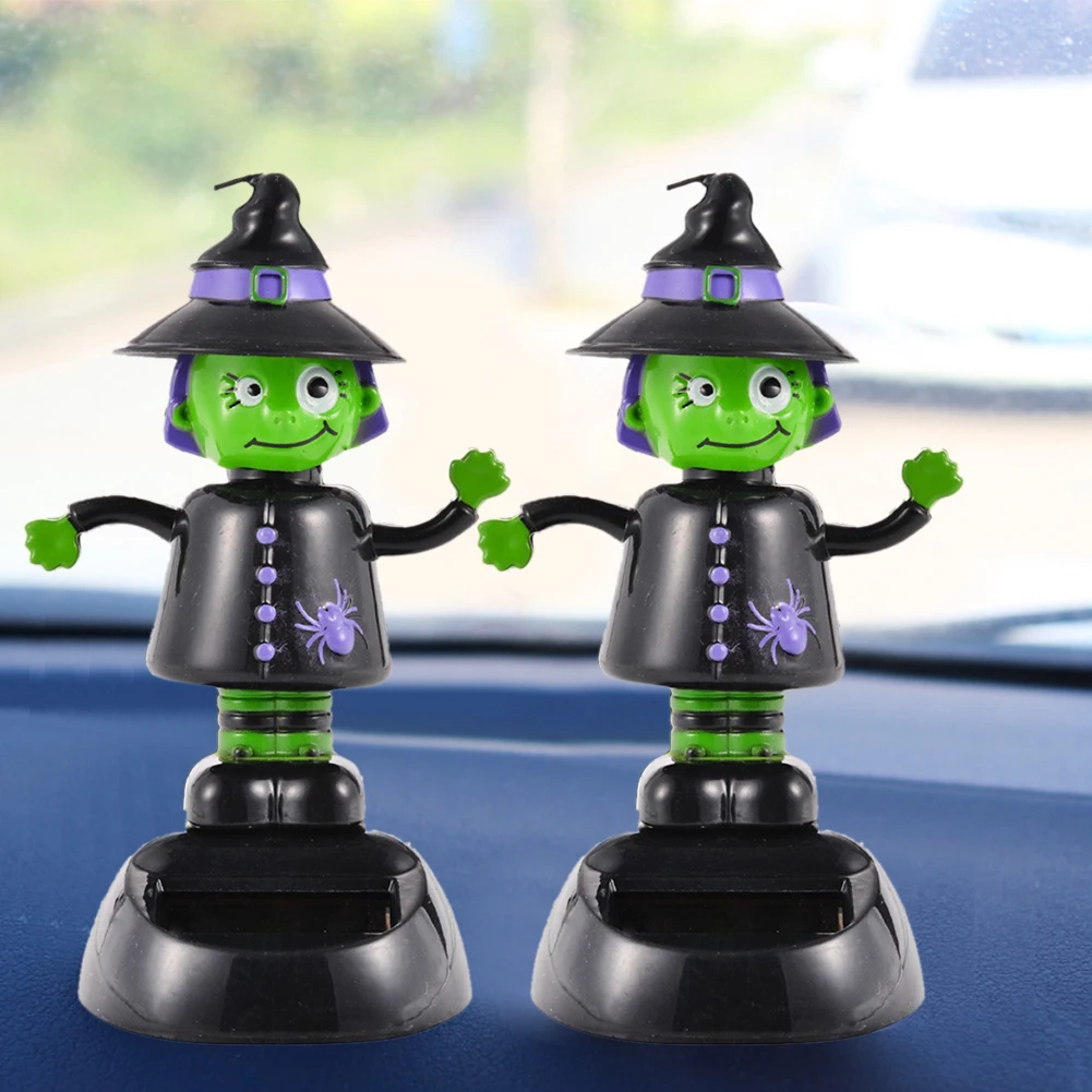 

1 шт. креативная вращающаяся голова на солнечной батарее для Хэллоуина, украшение для куклы, подарок из мультфильма, автоматически поглощает солнечный свет и качели