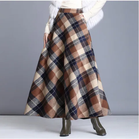2020 осенне-зимние юбки женская элегантная винтажная клетчатая юбка Женская