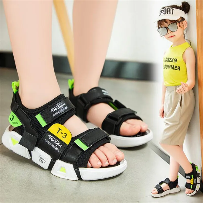 

2021 Children's Summer Boys Leather Sandals Baby Flat Children Beach Shoes Kids Sports Soft Non-Slip Casual Toddler Sandals