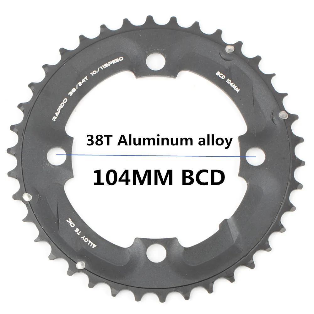 38T ALUMINUM Круглая цепь MTB горный велосипед 104BCD 22T 24T 32T 34T 38T 42T 44T шатуны стали алюминиевый сплав зубная пластина запчасти - Цвет: 38T ALUMINUM