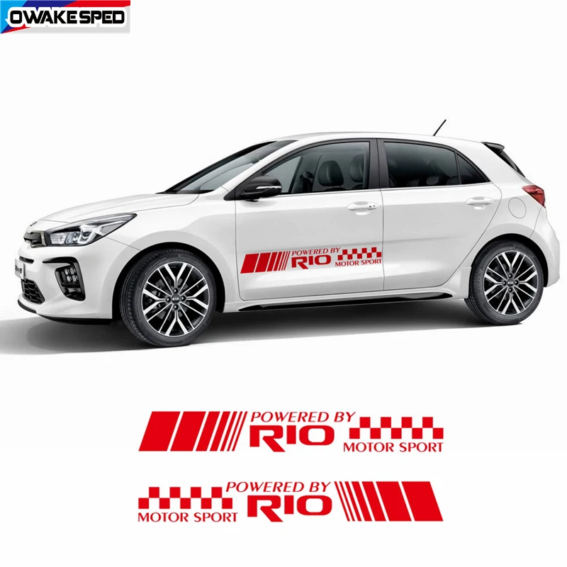

Наклейки на боковые двери автомобиля, 2 шт., полосы для моторного спорта KIA RIO, пленка для кузова автомобиля, Виниловая наклейка, внешние аксес...