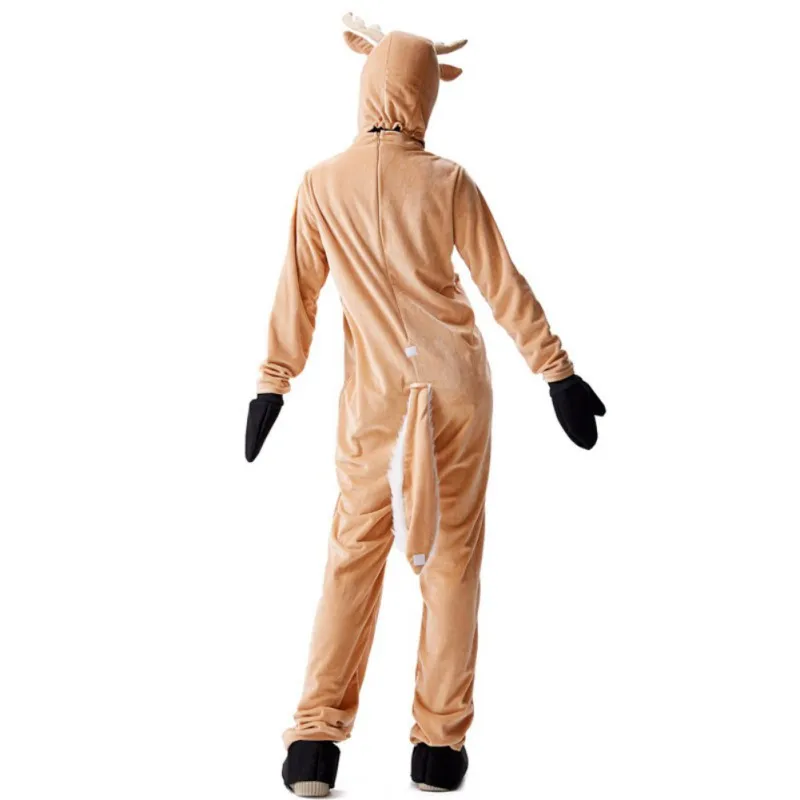 

Women Jumpsuit Christmas Elk Cosplay Cute Deer Animal Costume Cartoon Doll Costume Khaki Stage Costume