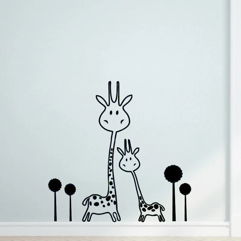 

Vinyl Wall Decal Removable Giraffe Wall Sticker Baby Nursery - Animals - Two Cute Giraffes Wall Sticker Art Transfer Murals