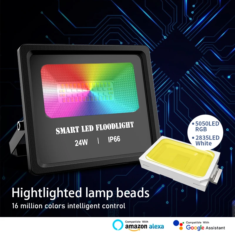 Умный светодиодный прожектор 24 Вт с Bluetooth и приложением для группового