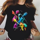 Футболка Rainbow лак для ногтей, печать, женская черная футболка, летний топ, женская футболка в стиле Харадзюку, 2021