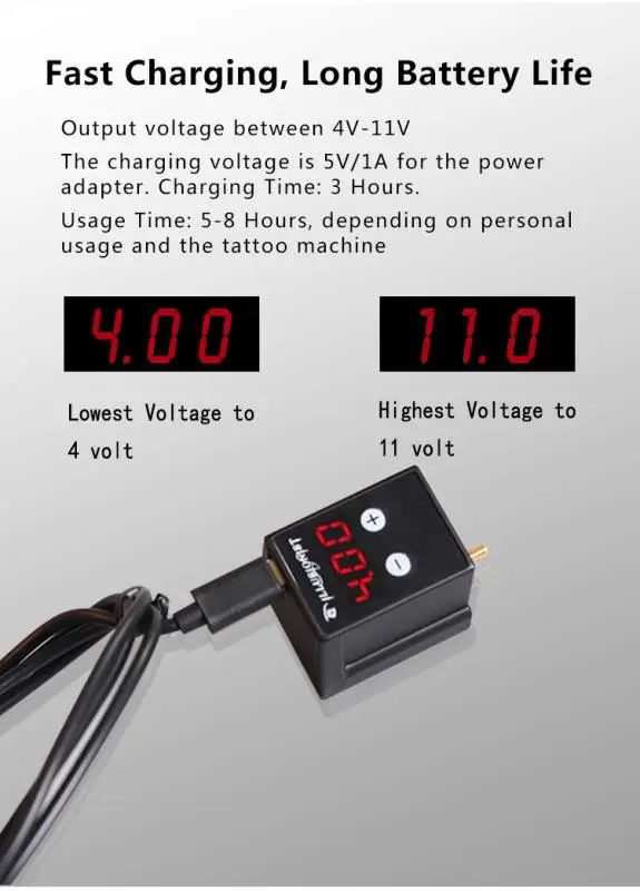 Новейший беспроводной источник питания мини мощность татуировки RCA/DC разъем татуировки Поставщик Для татуировки ручка машина