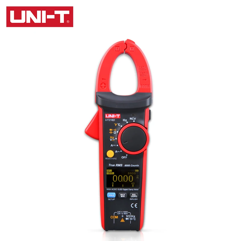 UNI-T UT216 Series True RMS Digital Clamp Meter UT216A UT216B UT216C UT216D 600A MAX/MIN/Relative Modes NCV Flashlight  VFC