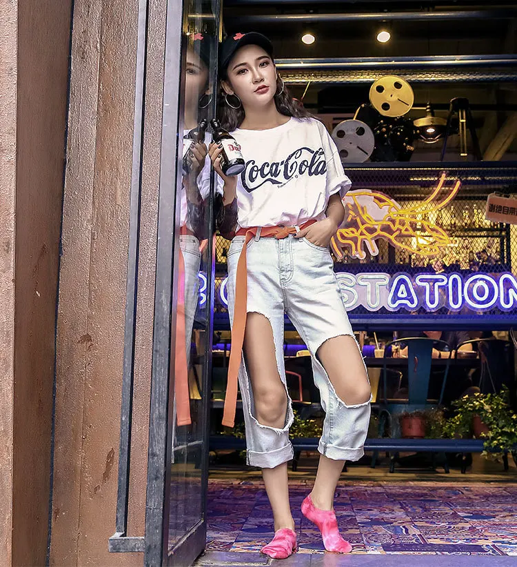 

Men Socks Cotton Women Tie Dye Street Skateboard Style Socks Short Harajuku Sports Socks