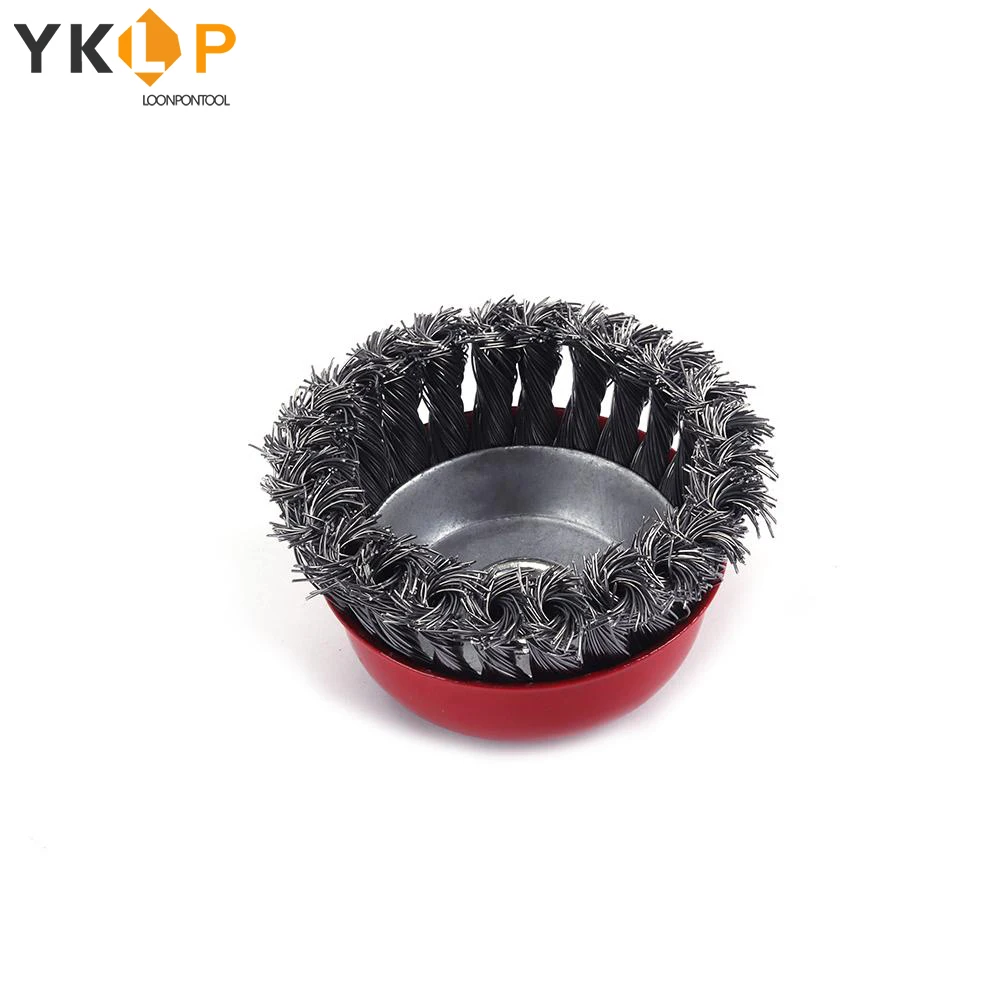 

3/4" Twisted Wire Wheel Brush Set with Screws Bowl Type for Metal Polishing Cleaning Removing Paint Rust Corrosiont