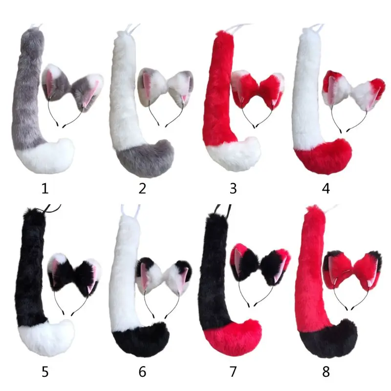 Бандана для волос с кошачьими и волчьими ушками плюшевая бандана контрастных