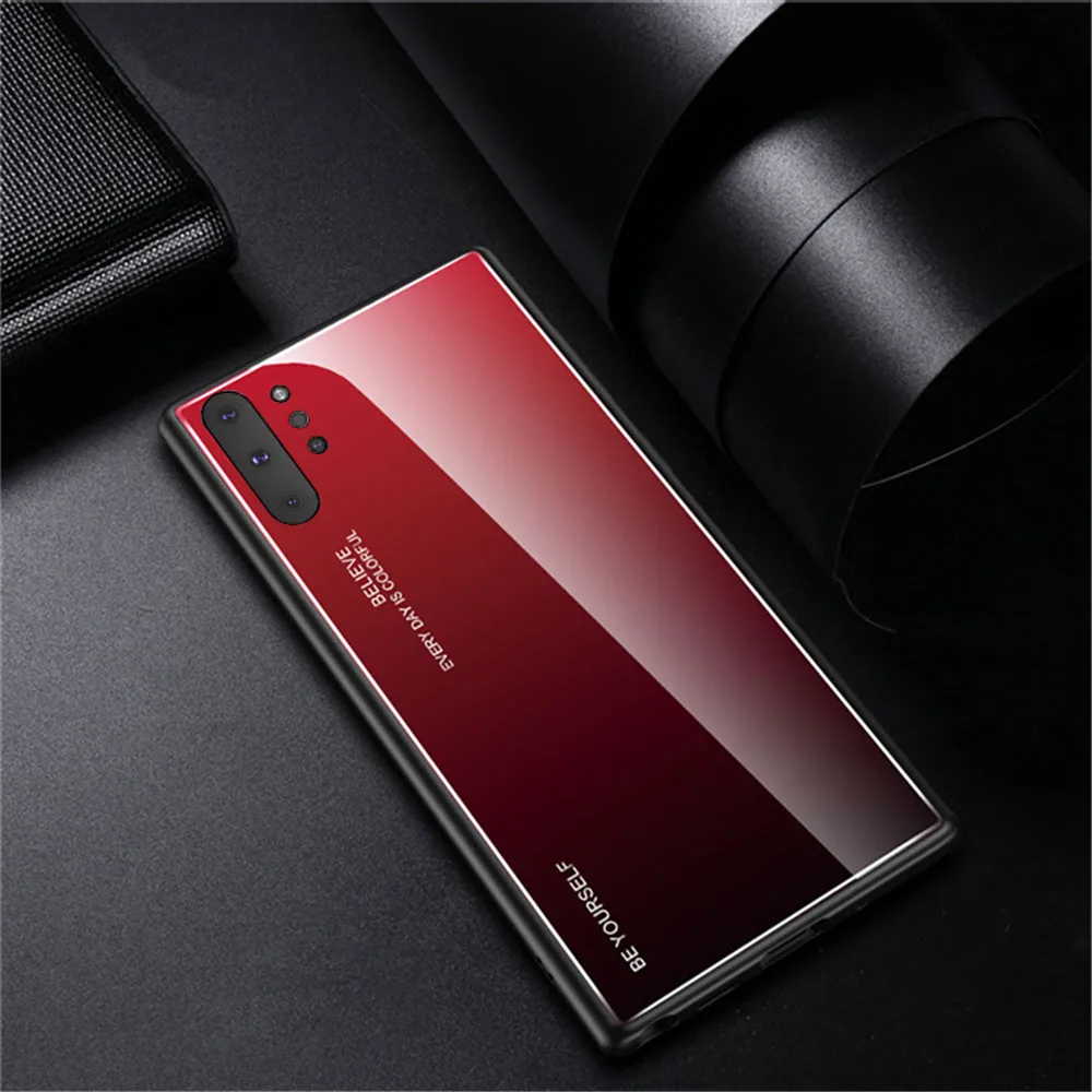 Жесткий чехол для samsung Galaxy Note 10 Plus, чехол из закаленного стекла, защитный чехол для samsung Galaxy Note 10, чехол из мягкого ТПУ и поликарбоната