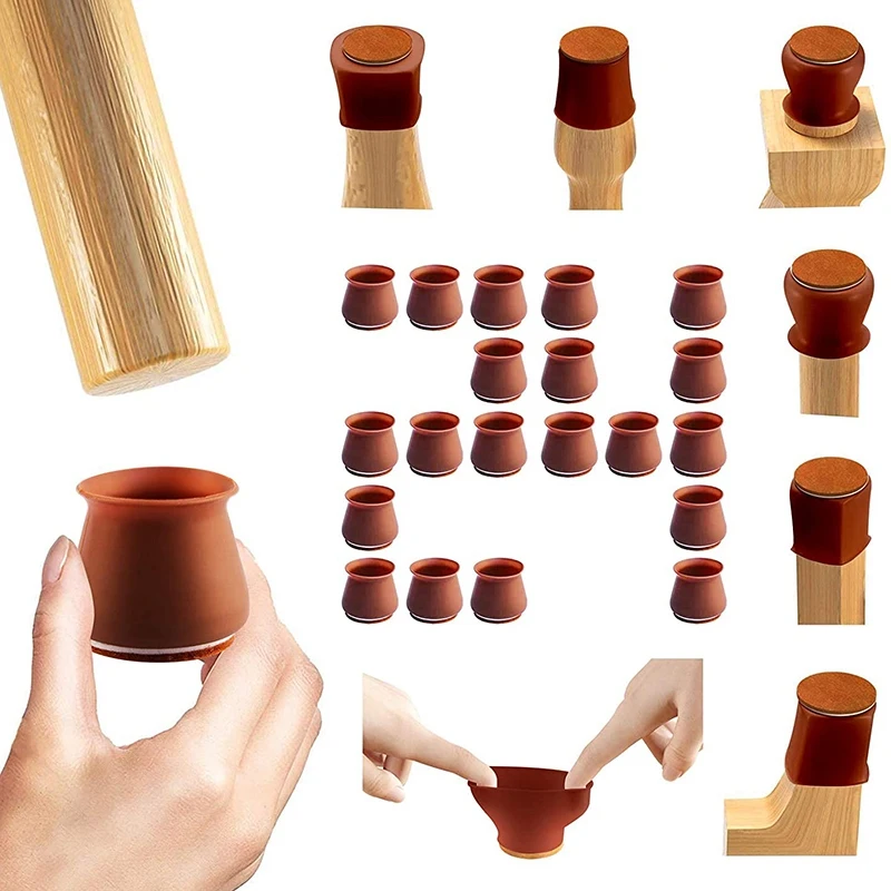 

Silicone Chair Leg Floor Protectors - 24 Mixed Packs, Include Small and Big Size, Furniture Silicone Leg Covers