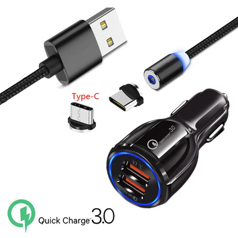 Магнитный кабель Type C LED QC 3 0 USB быстрое зарядное устройство для HTC U11 Samsung galaxy S8 S9 A3 A5