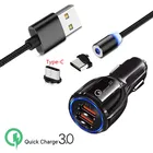 Магнитный кабель Type C, LED QC 3,0 USB быстрое зарядное устройство для HTC U11 Samsung galaxy S8 S9 A3 A5 A7 2017 C9 Pro Note 10 A80 A60 A50