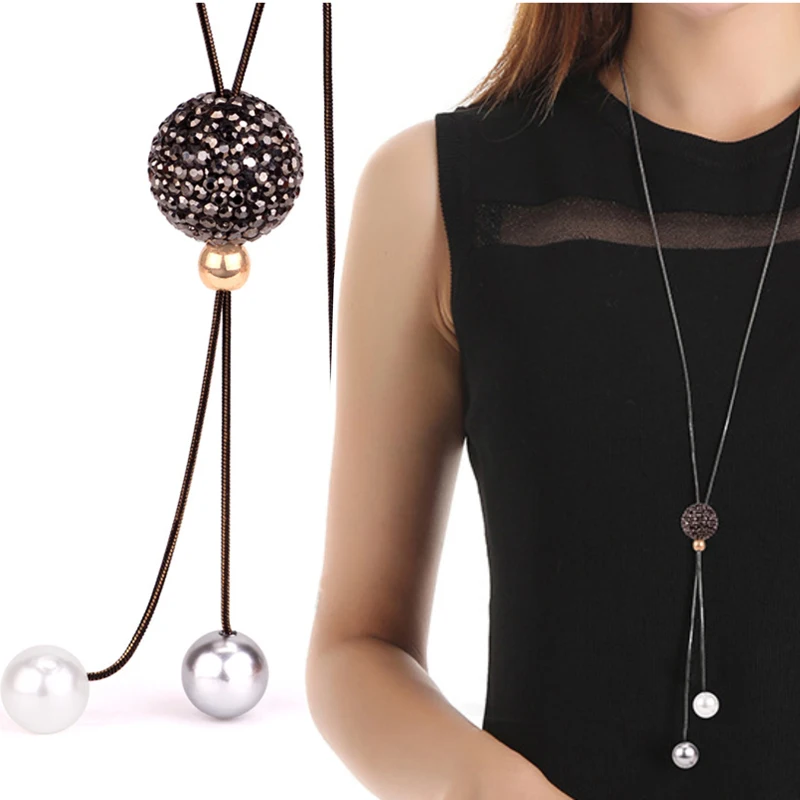Новинка модное длинное ожерелье Elifashion со стразами и жемчугом подвеска в виде
