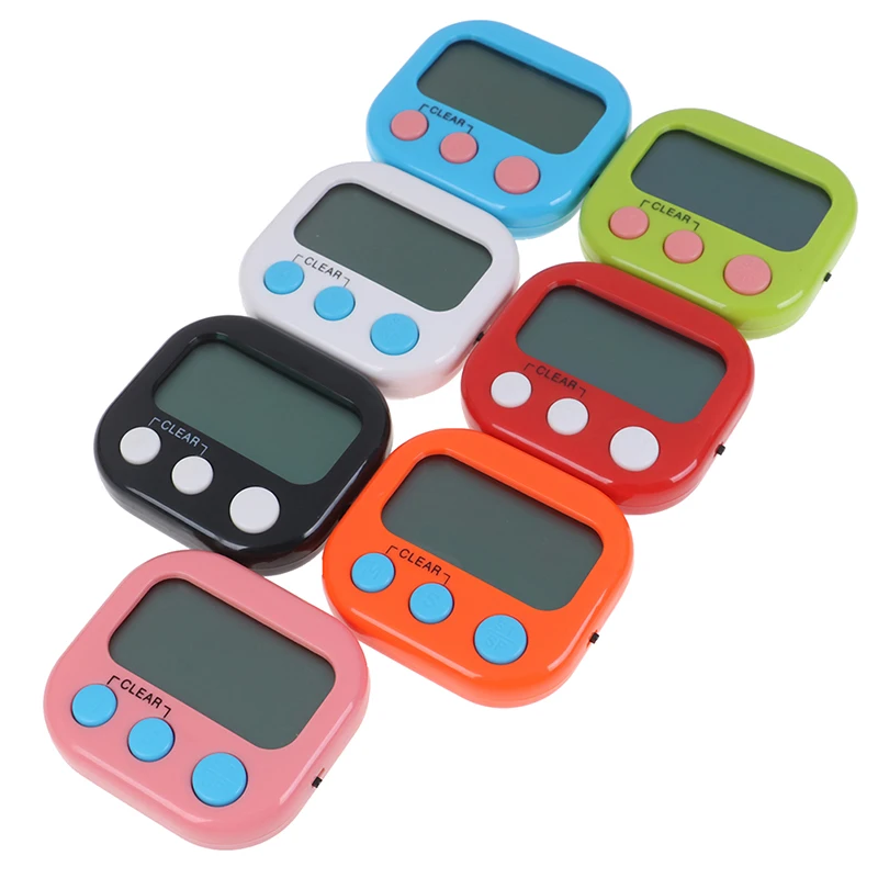 Магнитный ЖК цифровой кухонный таймер обратного отсчета с подставкой белый