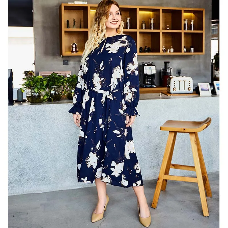 Женское богемное платье с цветочным принтом WHZHM шифоновое О образным вырезом и