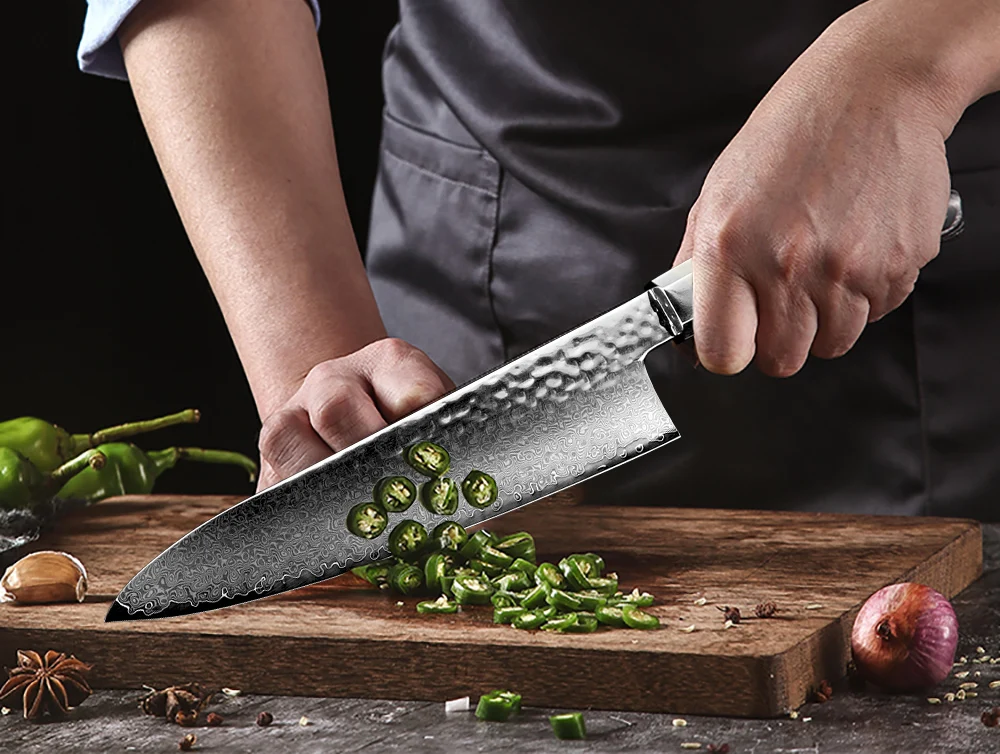 XITUO японский Дамасская сталь кухонный нож шеф повара Кливер ручной работы