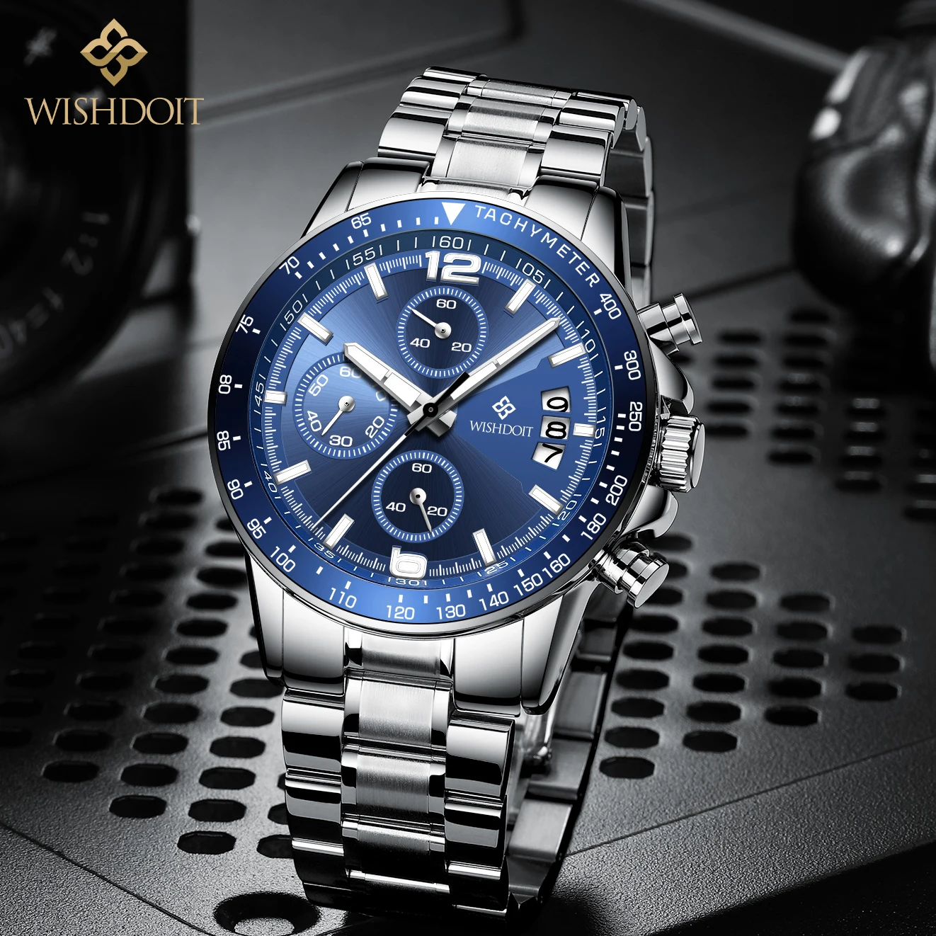 Часы WISHDOIT Мужские кварцевые спортивные Роскошные водонепроницаемые с
