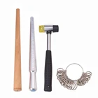 Набор инструментов для измерения колец, устанавливаемые двухсторонние резиновые молотки, сизеры для деревянных колец, профессиональная модель инструментов для изготовления ювелирных изделий F60