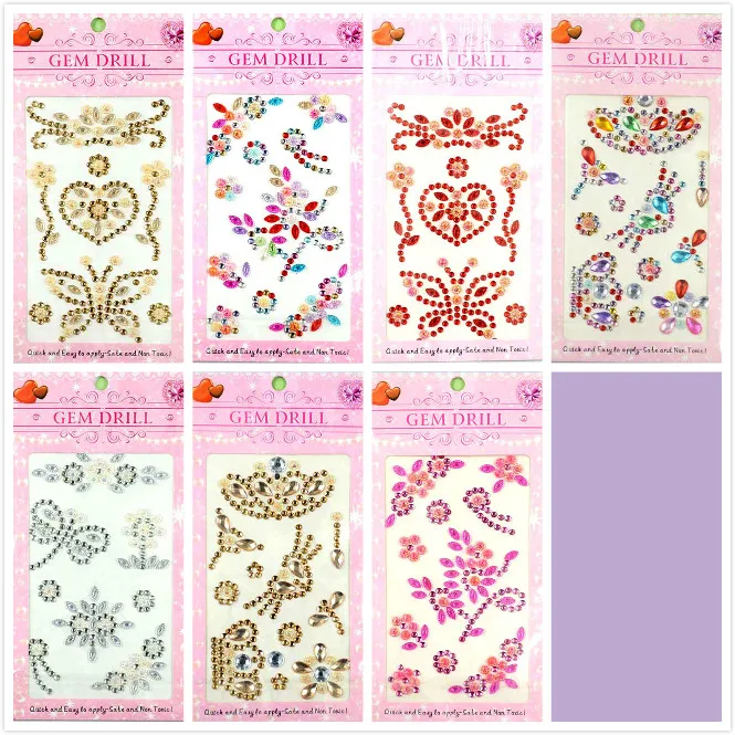 Потрясающие Стикеры с цветами и драгоценными камнями стикеры разных форм для