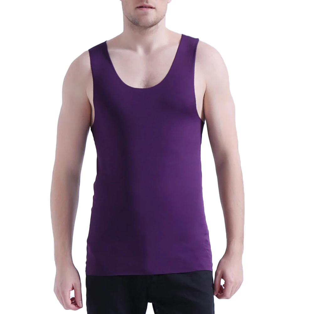 Мужская однотонная бесшовная хлопковая Футболка с глубоким вырезом без рукавов