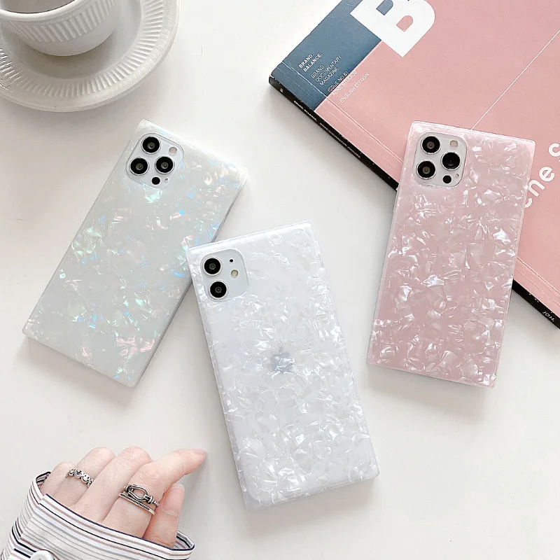 

Square Purple Laser Glitter Case for iPhone 12 Pro Max 7 8 Plus XS MAX XR X Clear Silicone Luxury Cover for iPhone 11 12 SE 2020