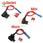 Держатель предохранителя 12 В, дополнительный переходник для метчиков, Micro Mini Standard ATM, автоматический предохранитель APM Blade с автомобильным предохранителем на 10 А с держателем