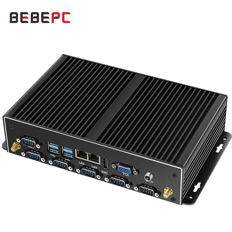 Industrial Mini PC Fanless Dual LAN 6*COM RS232/RS485 Intel Core  i7 5500U Celeron J1900 Windows 10 Mini Computer Linux WIFI