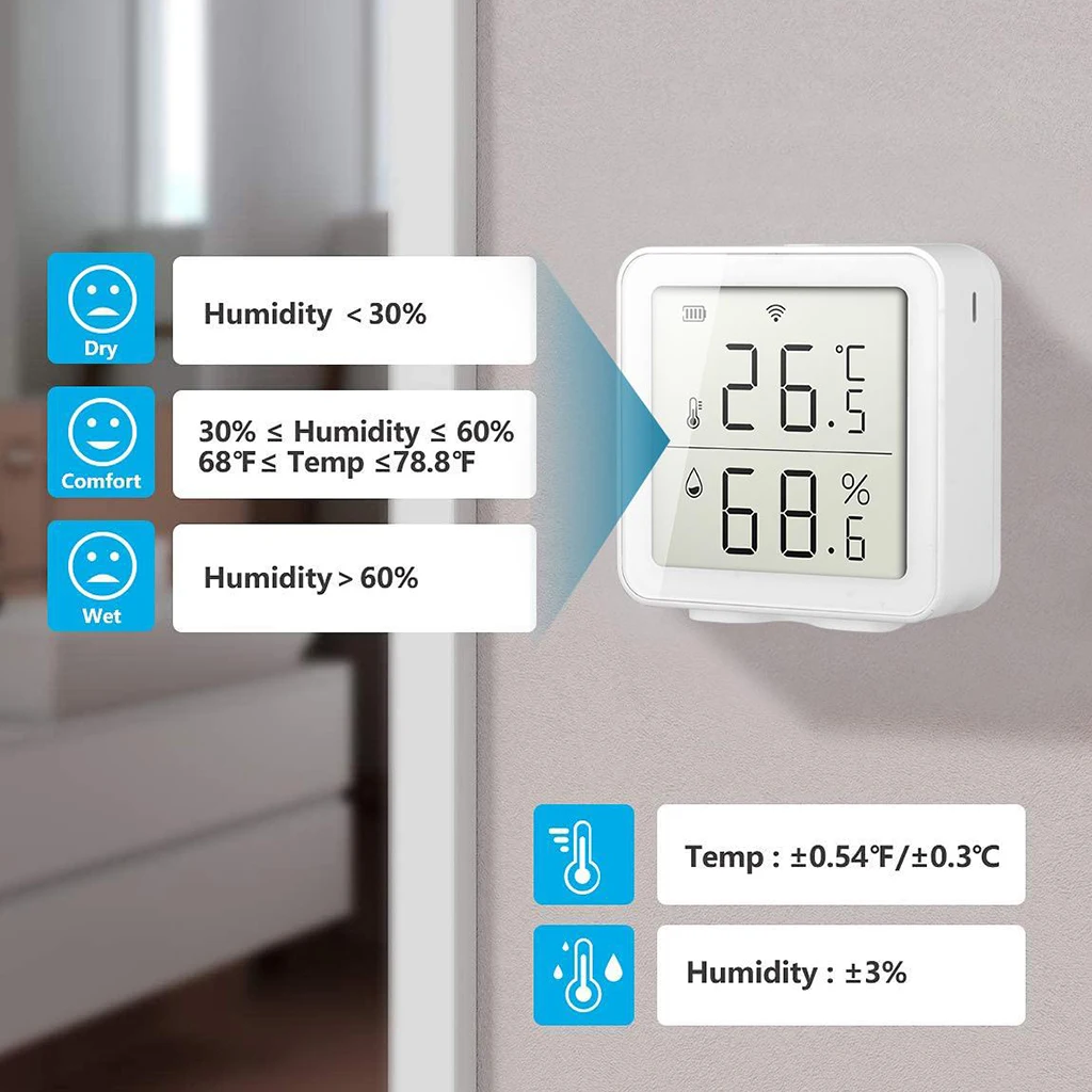 

Smart Home WIFI Wireless Temperature Humidity Sensor Humidity Gauge