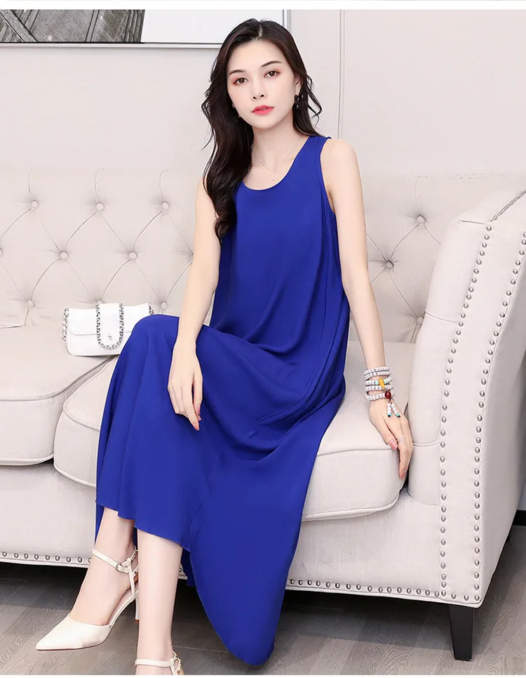 Женское свободное платье из хлопка и льна ZB4836 однотонное большого размера без