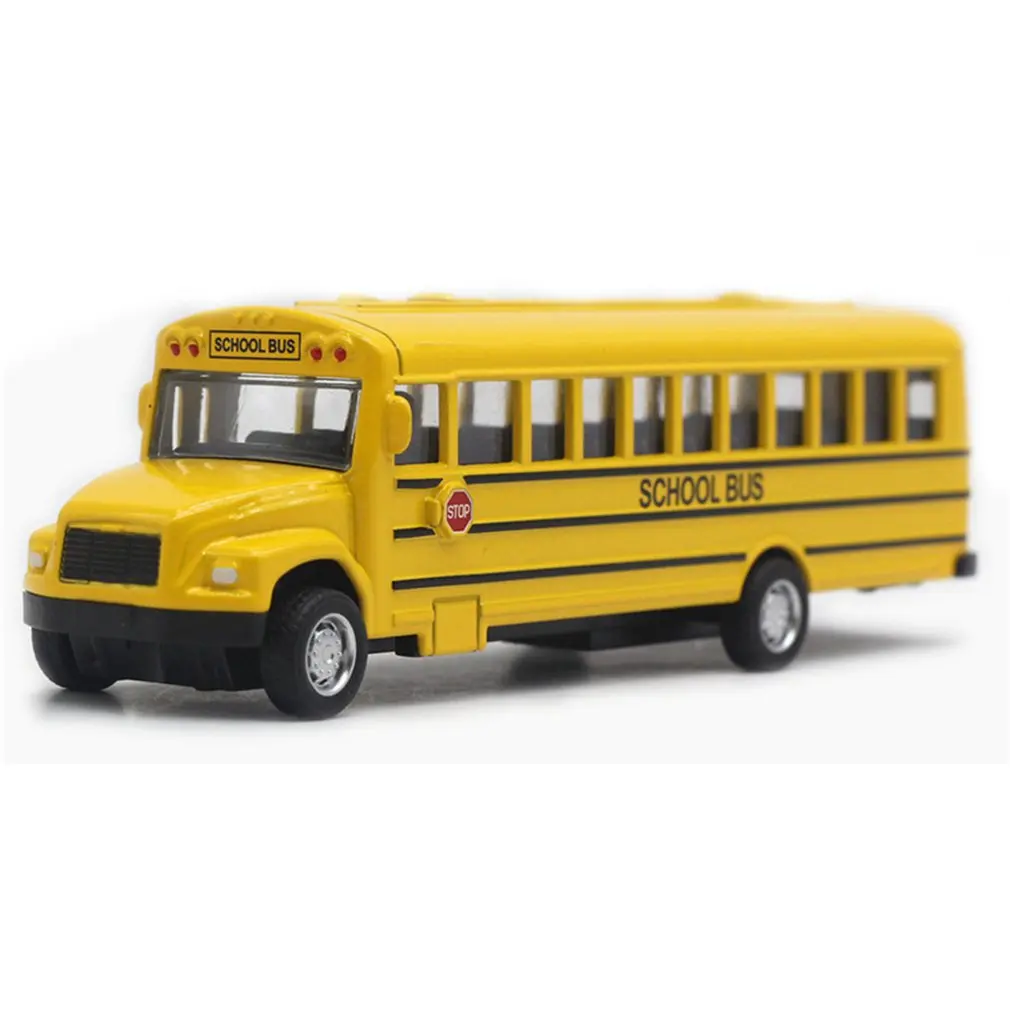 

1/64 Инерционная модель школьного автобуса из оптического сплава, модель автомобиля, игрушечная музыкальная машина, автомобиль, подарки для детей, игрушки для мальчиков на день рождения