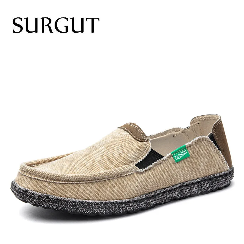 01 Khaki SURGUT/Новинка; модная мужская обувь для вождения на все сезоны; лоферы; эспадрильи; дышащая мужская повседневная парусиновая обувь на плоской подошве; размеры 39-47 - Color: 01 Khaki